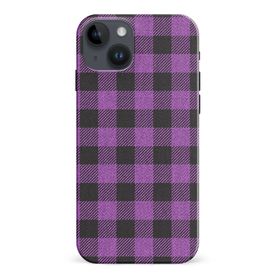 iPhone 15 Plus Lumberjack Plaid Phone Case - Purple