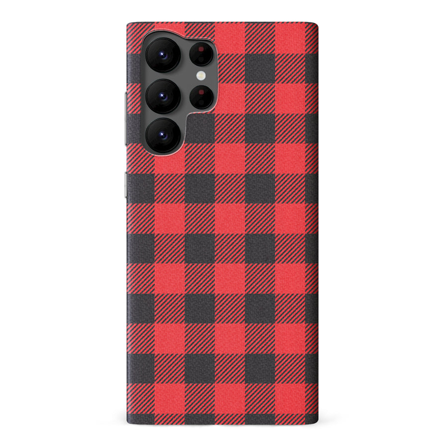 Samsung Galaxy S22 Ultra Lumberjack Plaid Phone Case - Red