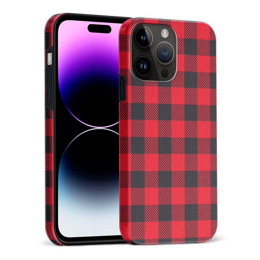 iPhone 15 Pro Max Lumberjack Plaid Phone Case - Red