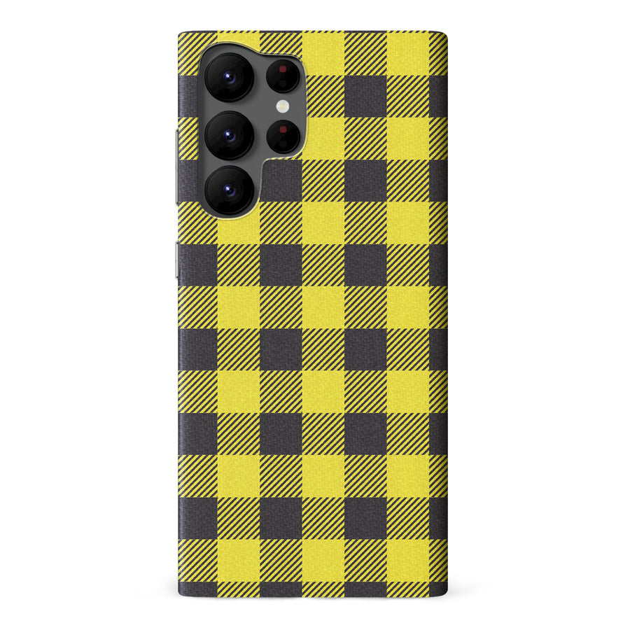 Samsung Galaxy S22 Ultra Lumberjack Plaid Phone Case - Yellow