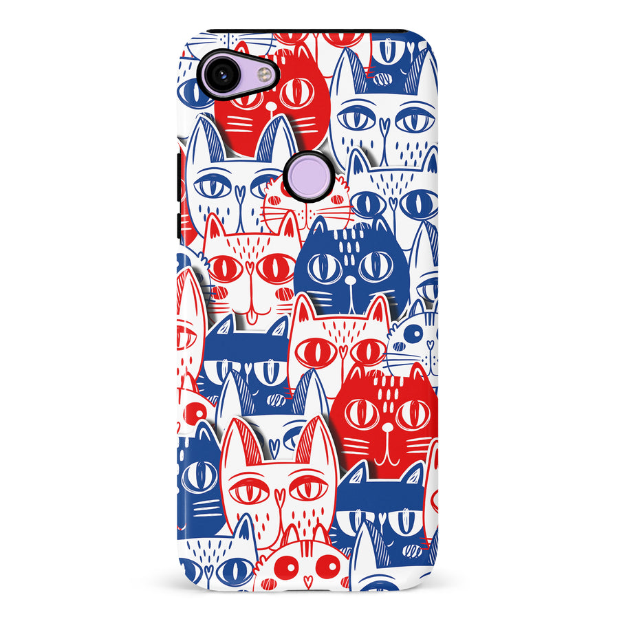 Red and Blue Abstract Cats Art Cat Phone Case