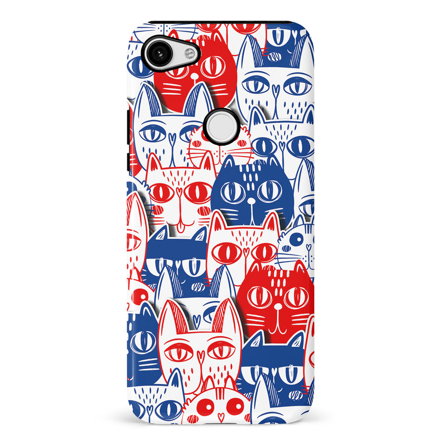 Red and Blue Abstract Cats Art Cat Phone Case