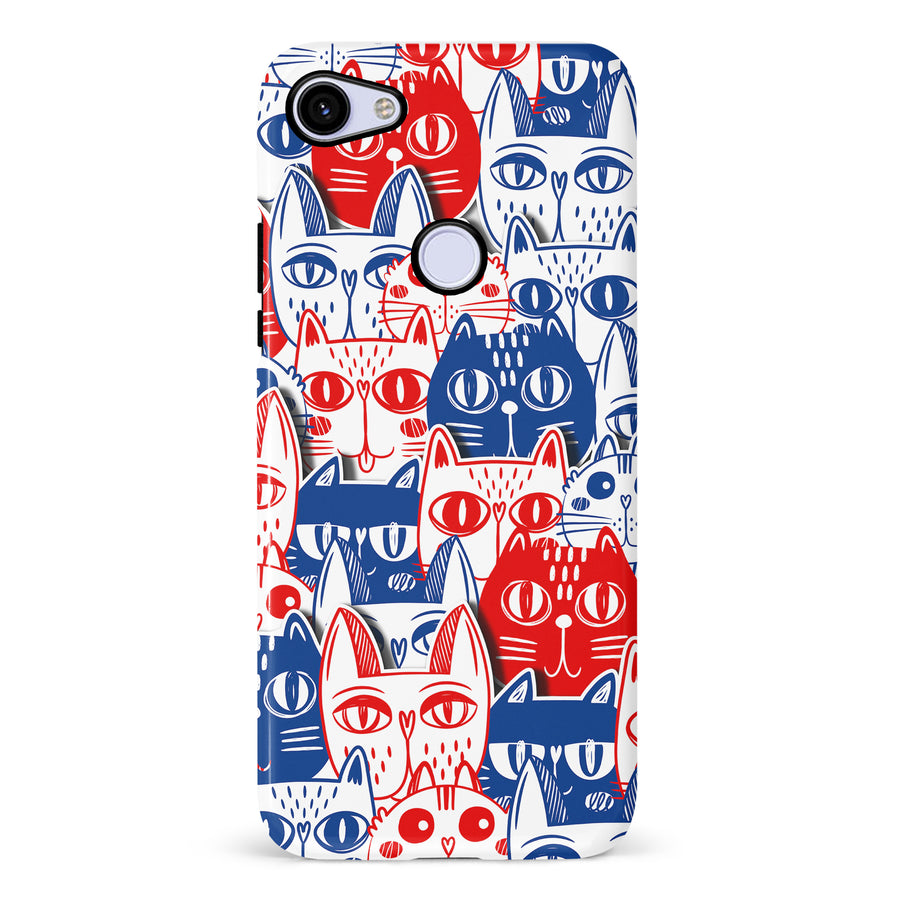 Red and Blue Abstract Cats Art Cat Phone Case