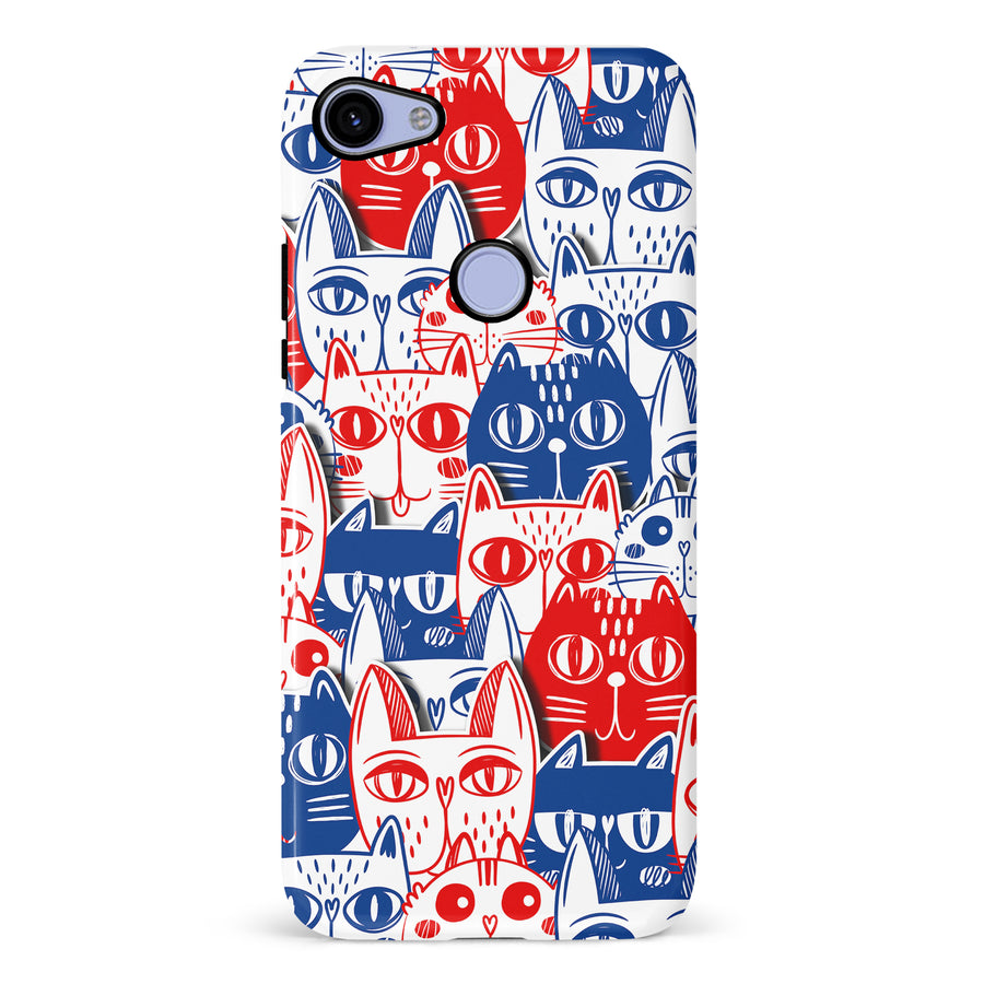 Red and Blue Abstract Cats Art Cat Phone Case