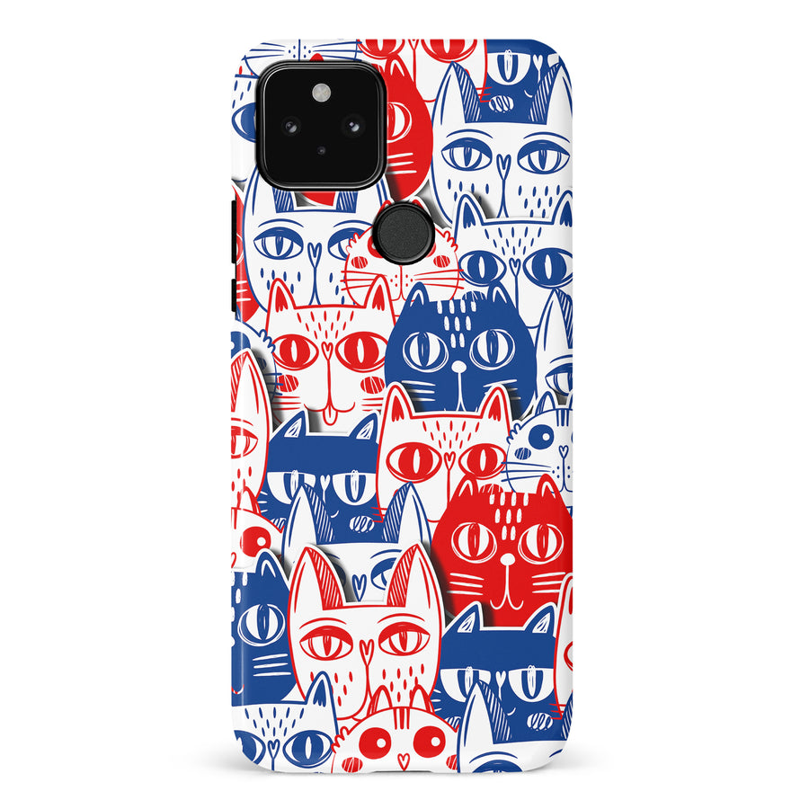 Red and Blue Abstract Cats Art Cat Phone Case