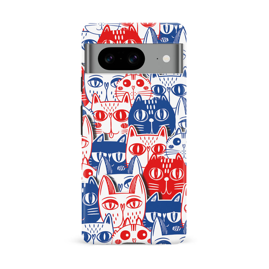 Red and Blue Abstract Cats Art Cat Phone Case