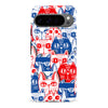 Google Pixel 9 Pro Red and Blue Abstract Cats Art Cat Phone Case