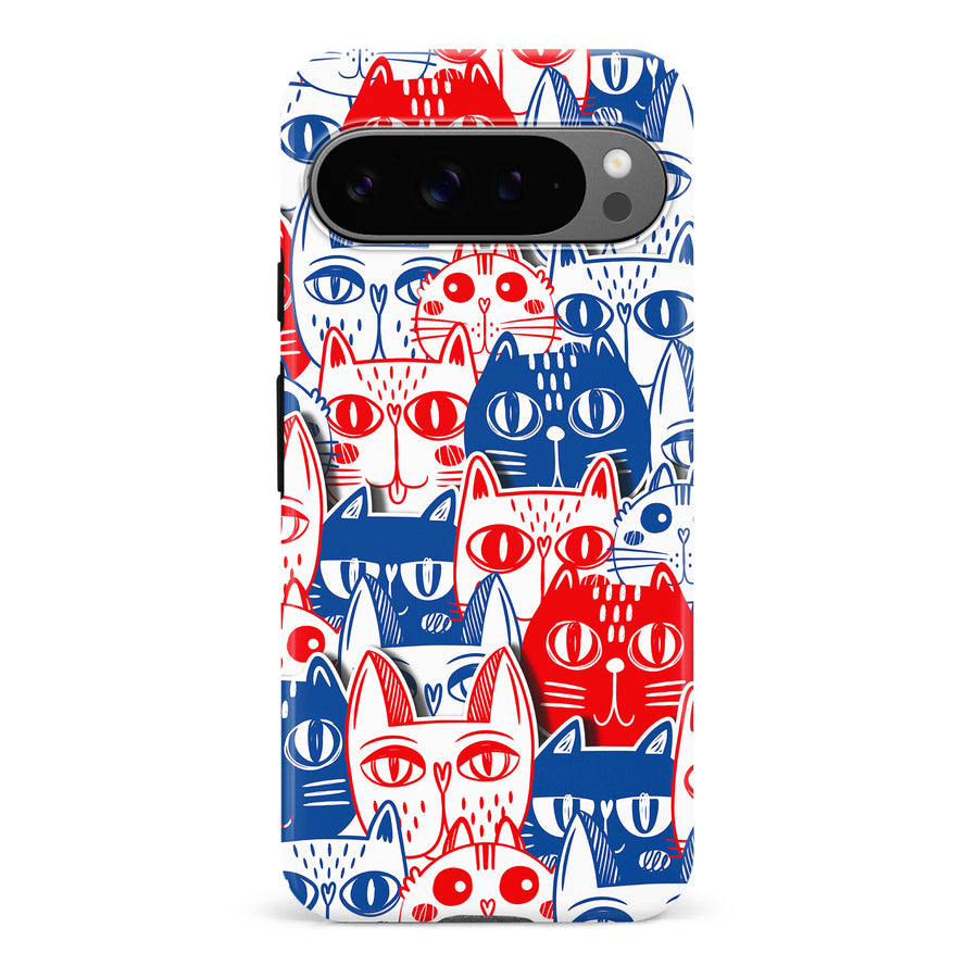 Red and Blue Abstract Cats Art Cat Phone Case