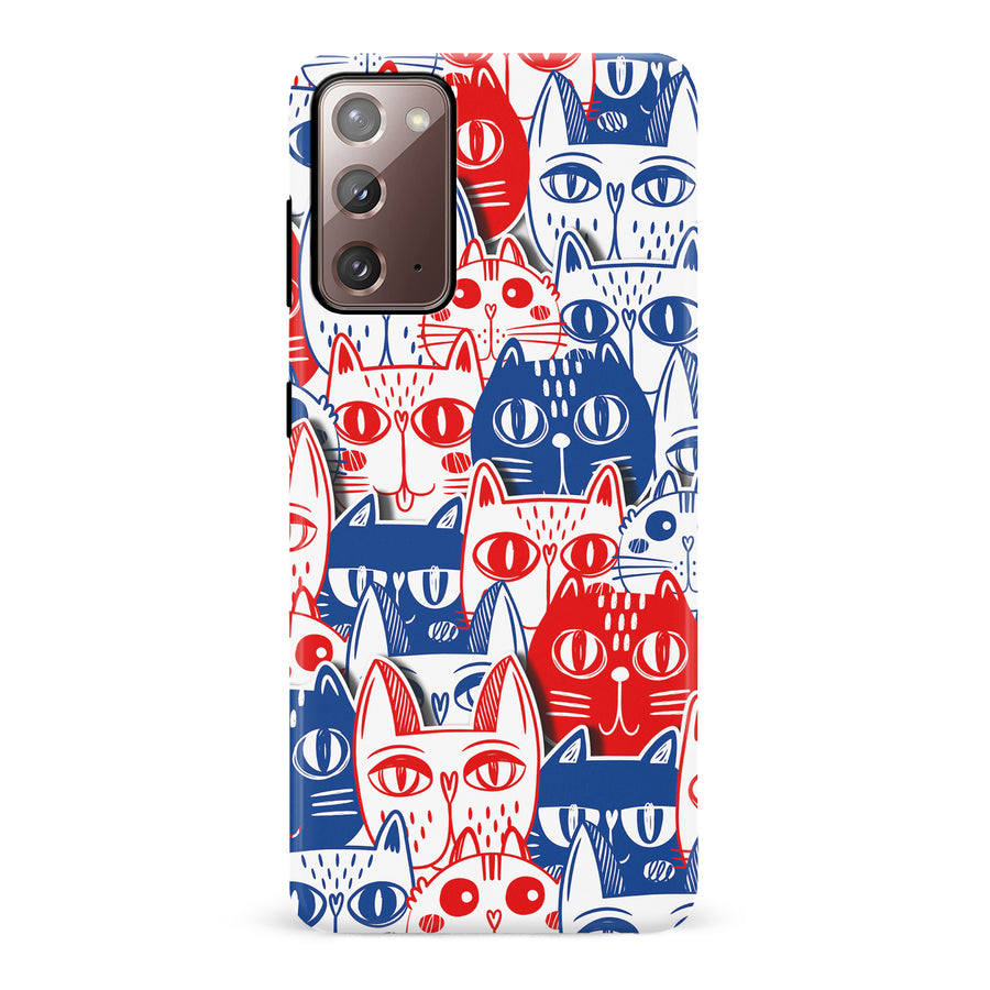 Samsung Galaxy Note 20 Red and Blue Abstract Cats Art Cat Phone Case