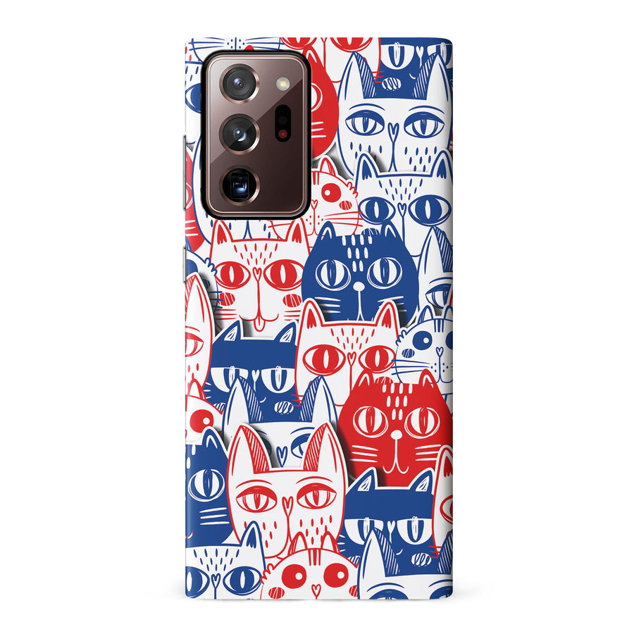 Samsung Galaxy Note 20 Ultra Red and Blue Abstract Cats Art Cat Phone Case