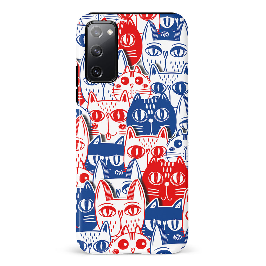 Samsung Galaxy S20 FE Red and Blue Abstract Cats Art Cat Phone Case