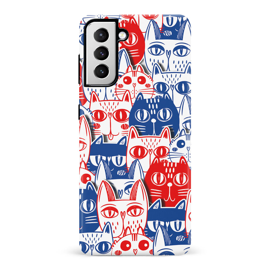 Red and Blue Abstract Cats Art Cat Phone Case