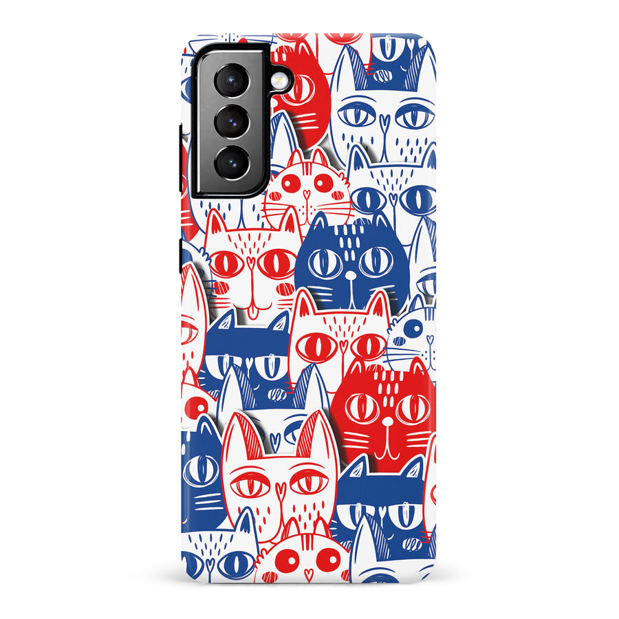 Red and Blue Abstract Cats Art Cat Phone Case