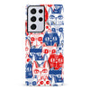 Samsung Galaxy S21 Ultra Red and Blue Abstract Cats Art Cat Phone Case