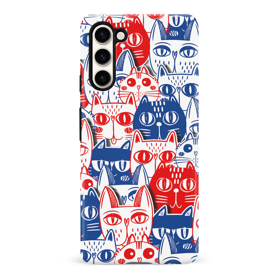 Samsung Galaxy S23 Red and Blue Abstract Cats Art Cat Phone Case