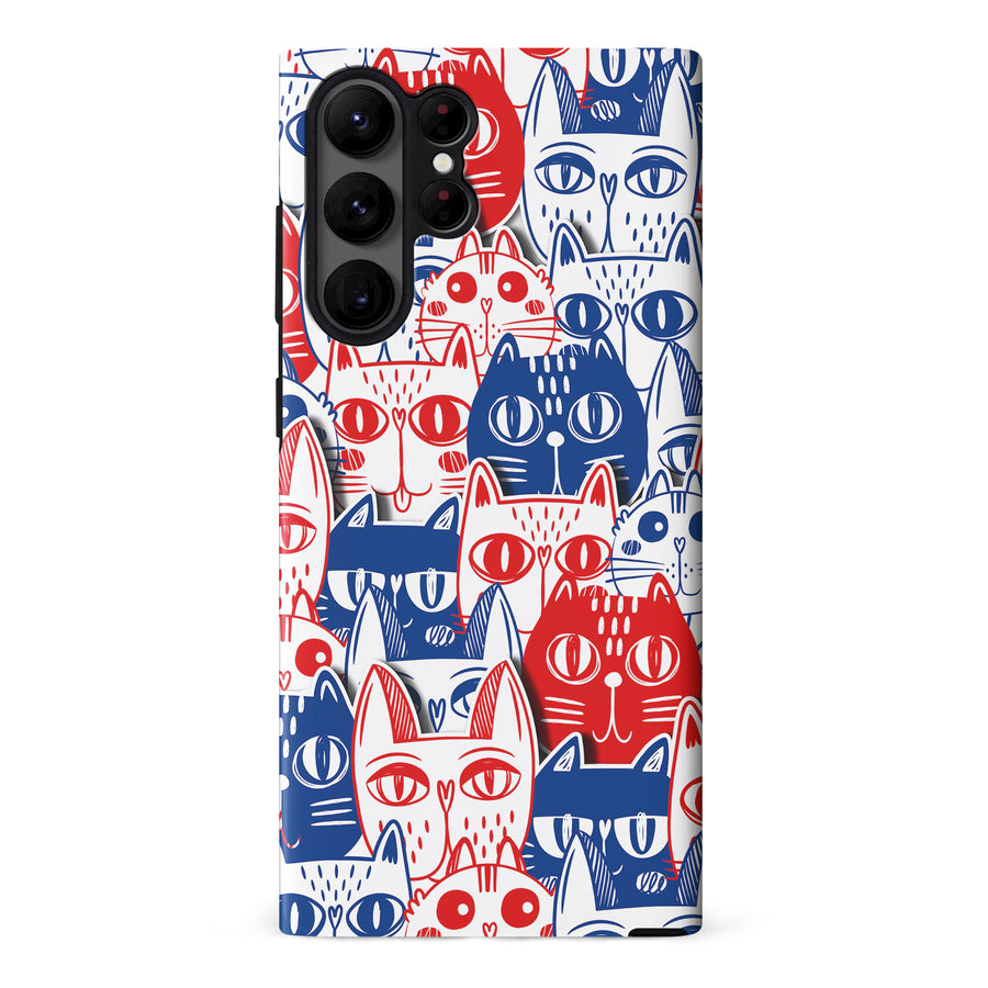 Red and Blue Abstract Cats Art Cat Phone Case