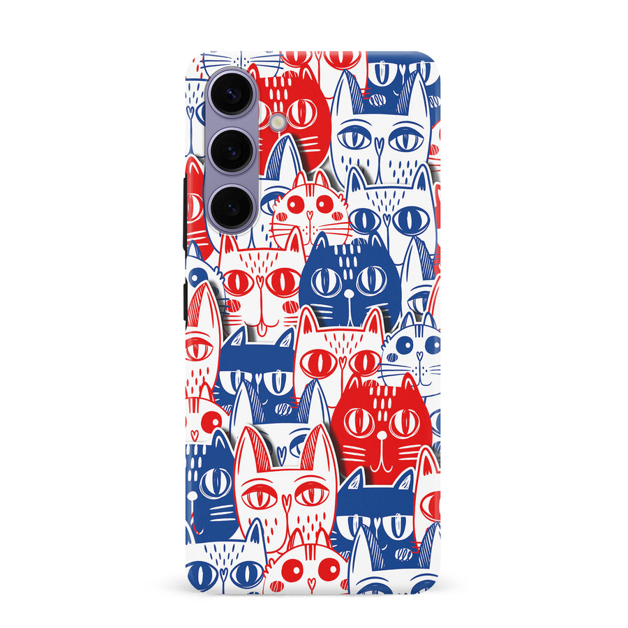 Red and Blue Abstract Cats Art Cat Phone Case