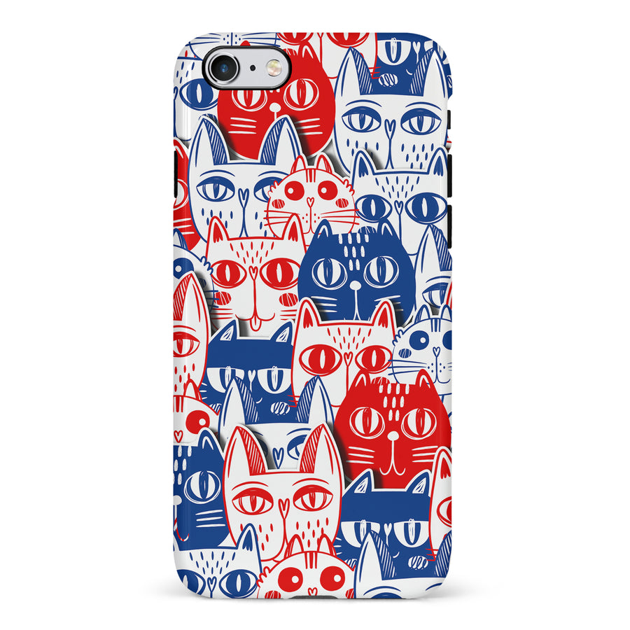 Red and Blue Abstract Cats Art Cat Phone Case