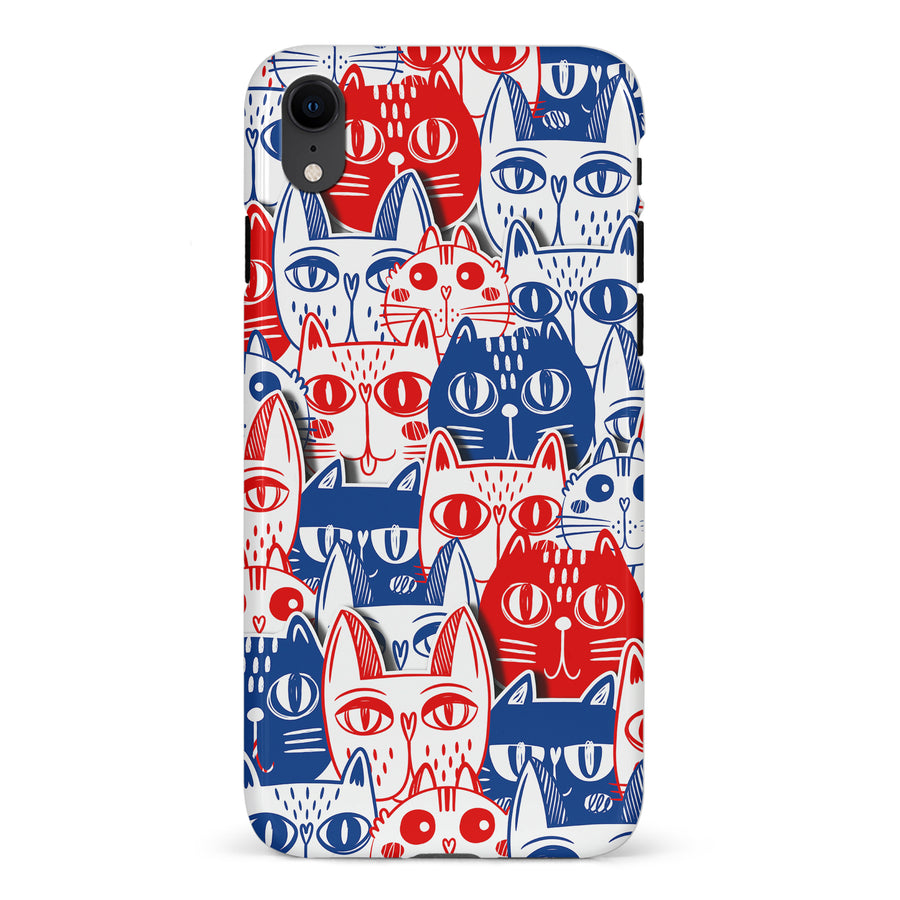 iPhone XR Red and Blue Abstract Cats Art Cat Phone Case