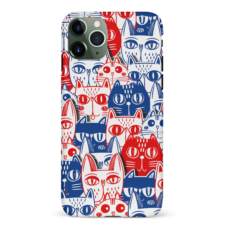 iPhone 11 Pro Red and Blue Abstract Cats Art Cat Phone Case