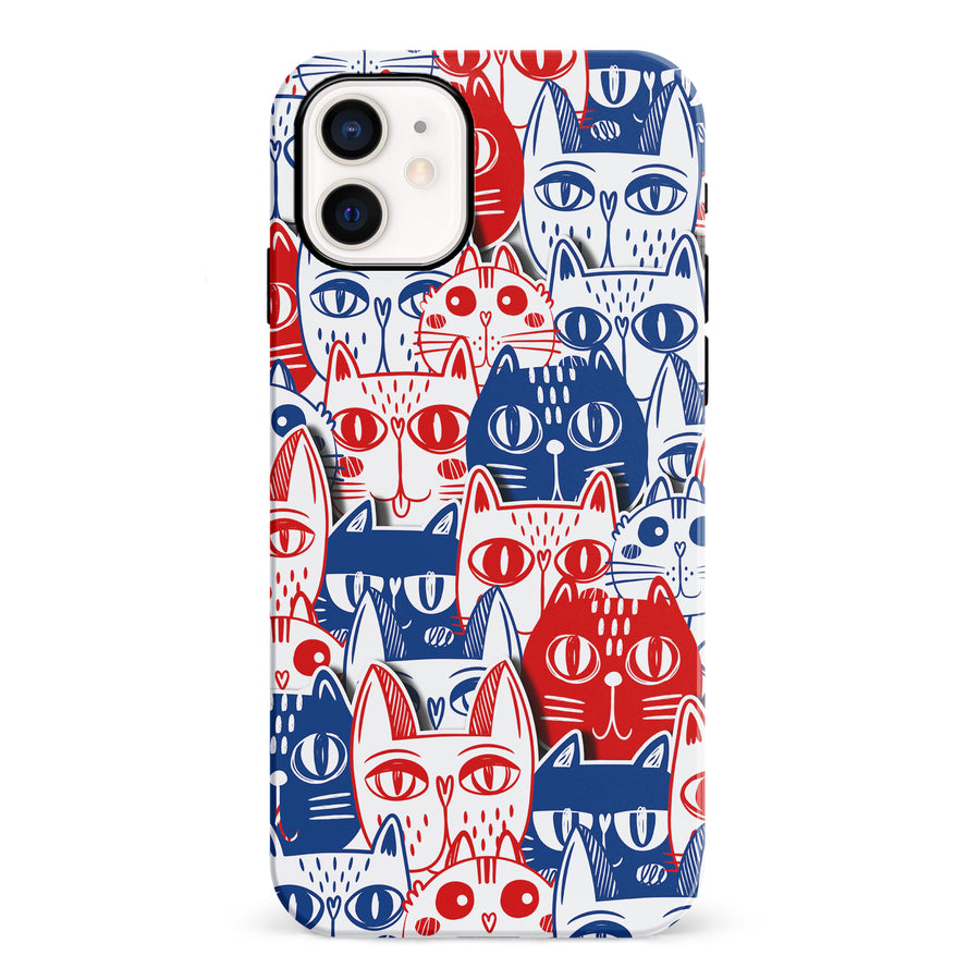 Red and Blue Abstract Cats Art Cat Phone Case