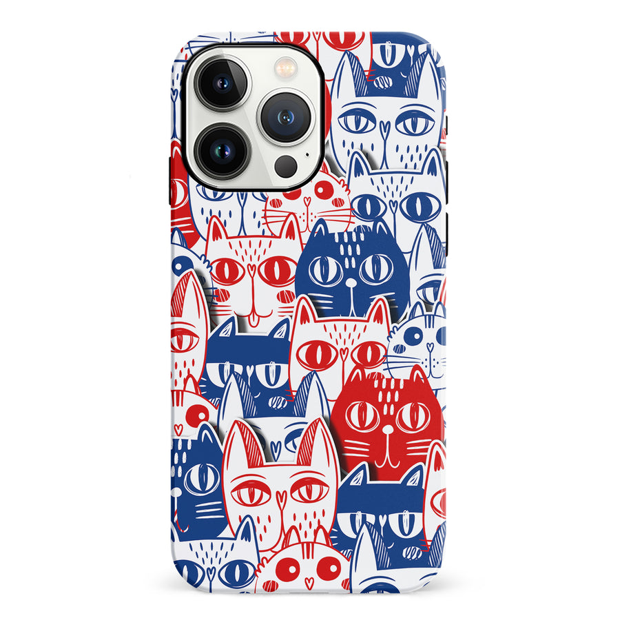 Red and Blue Abstract Cats Art Cat Phone Case