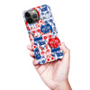 iPhone 13 Pro Max Red and Blue Abstract Cats Art Cat Phone Case