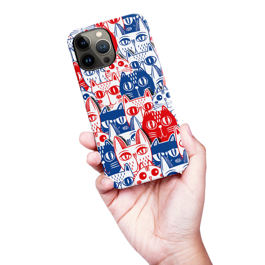 Red and Blue Abstract Cats Art Cat Phone Case