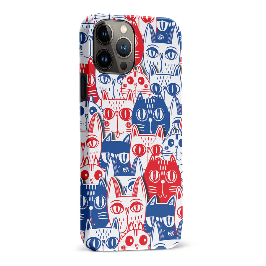 iPhone 13 Pro Max Red and Blue Abstract Cats Art Cat Phone Case