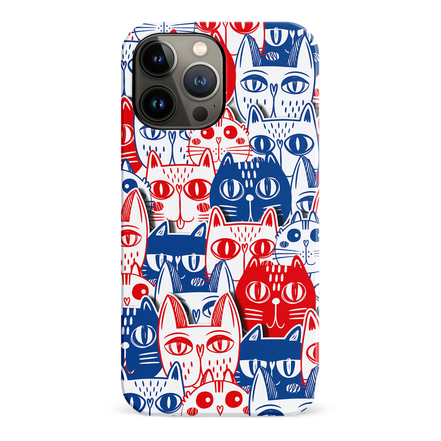 iPhone 13 Pro Max Red and Blue Abstract Cats Art Cat Phone Case