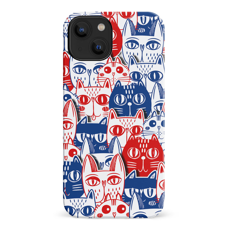 Red and Blue Abstract Cats Art Cat Phone Case