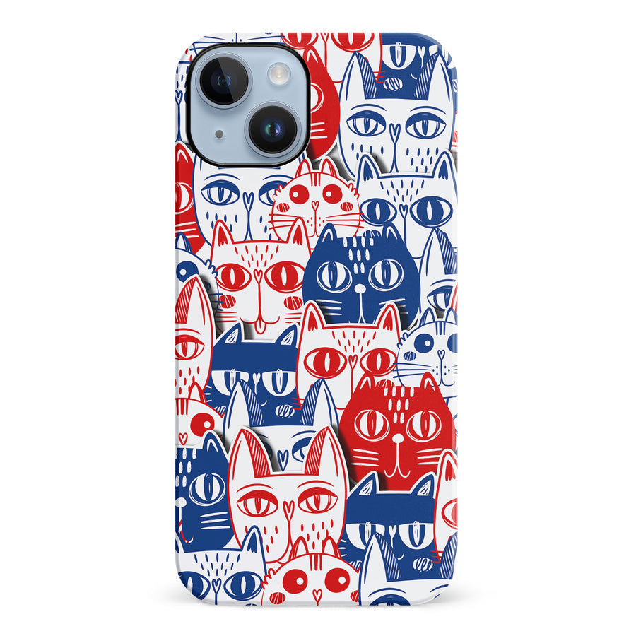 iPhone 14 Plus Red and Blue Abstract Cats Art Cat Phone Case