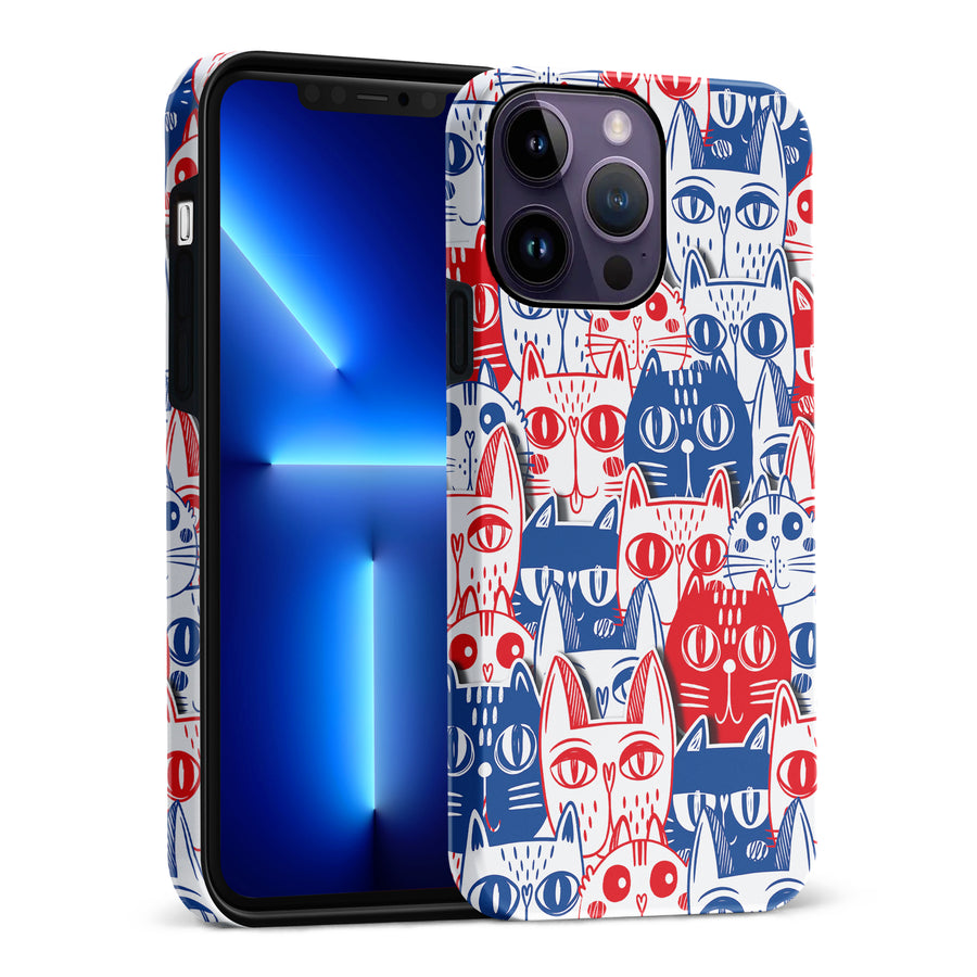 Red and Blue Abstract Cats Art Cat Phone Case