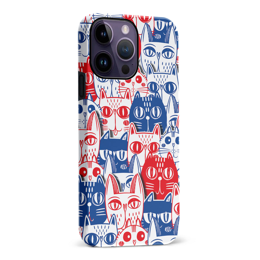 iPhone 14 Pro Max Red and Blue Abstract Cats Art Cat Phone Case