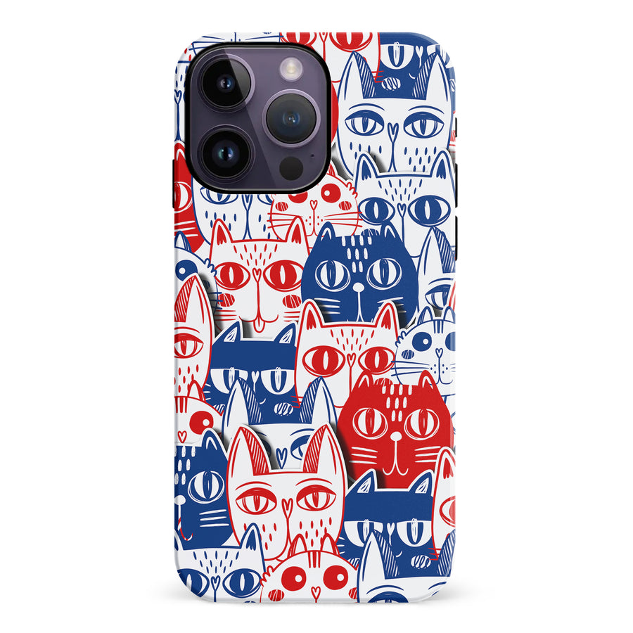 Red and Blue Abstract Cats Art Cat Phone Case