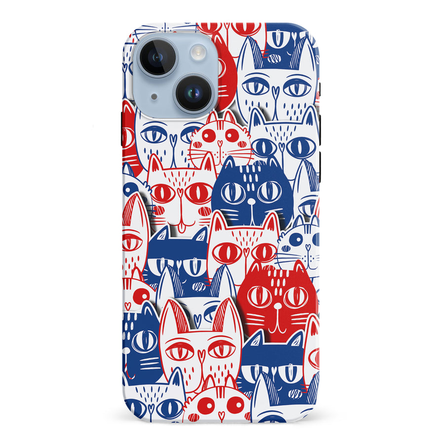 Red and Blue Abstract Cats Art Cat Phone Case