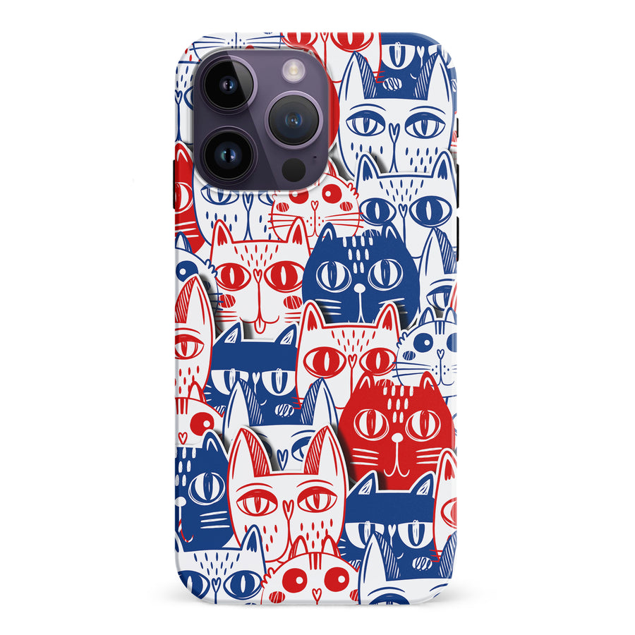 Red and Blue Abstract Cats Art Cat Phone Case