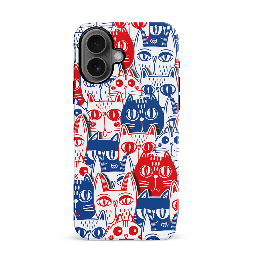 Red and Blue Abstract Cats Art Cat Phone Case