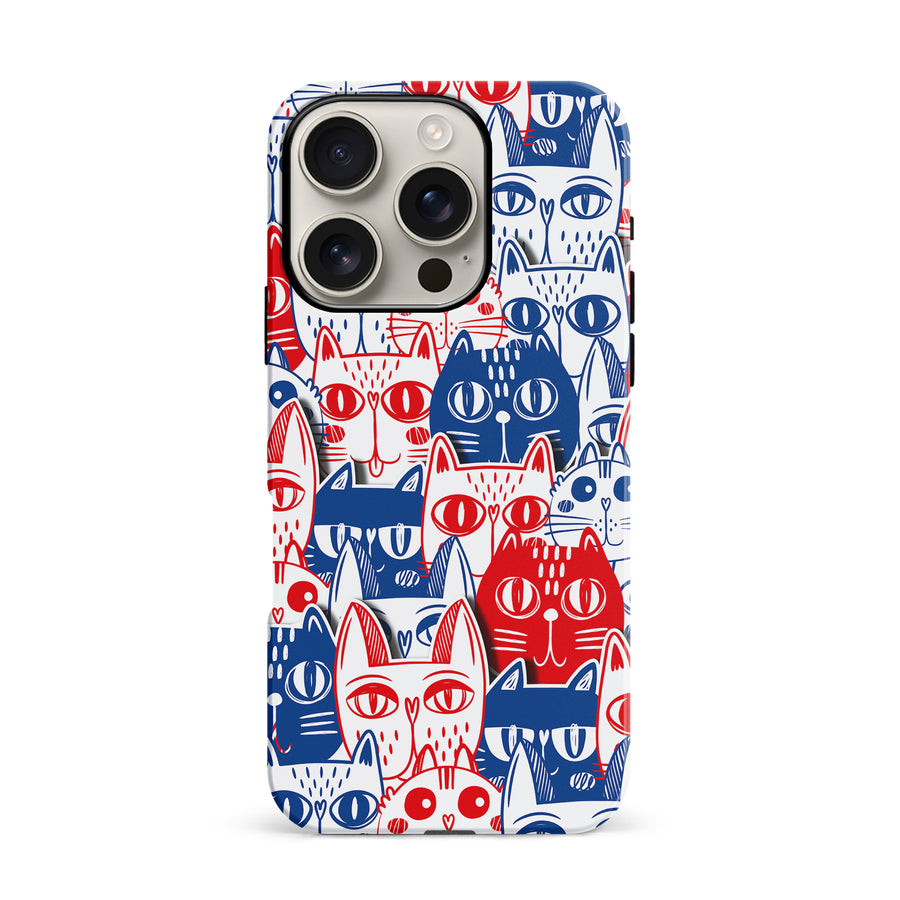 Red and Blue Abstract Cats Art Cat Phone Case