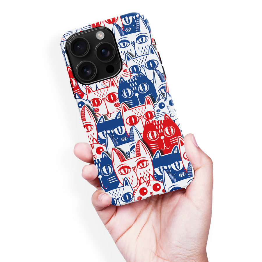 Red and Blue Abstract Cats Art Cat Phone Case