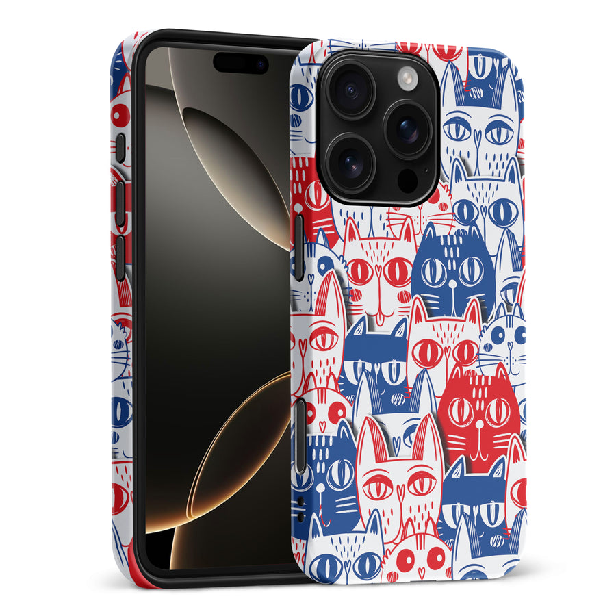 Red and Blue Abstract Cats Art Cat Phone Case