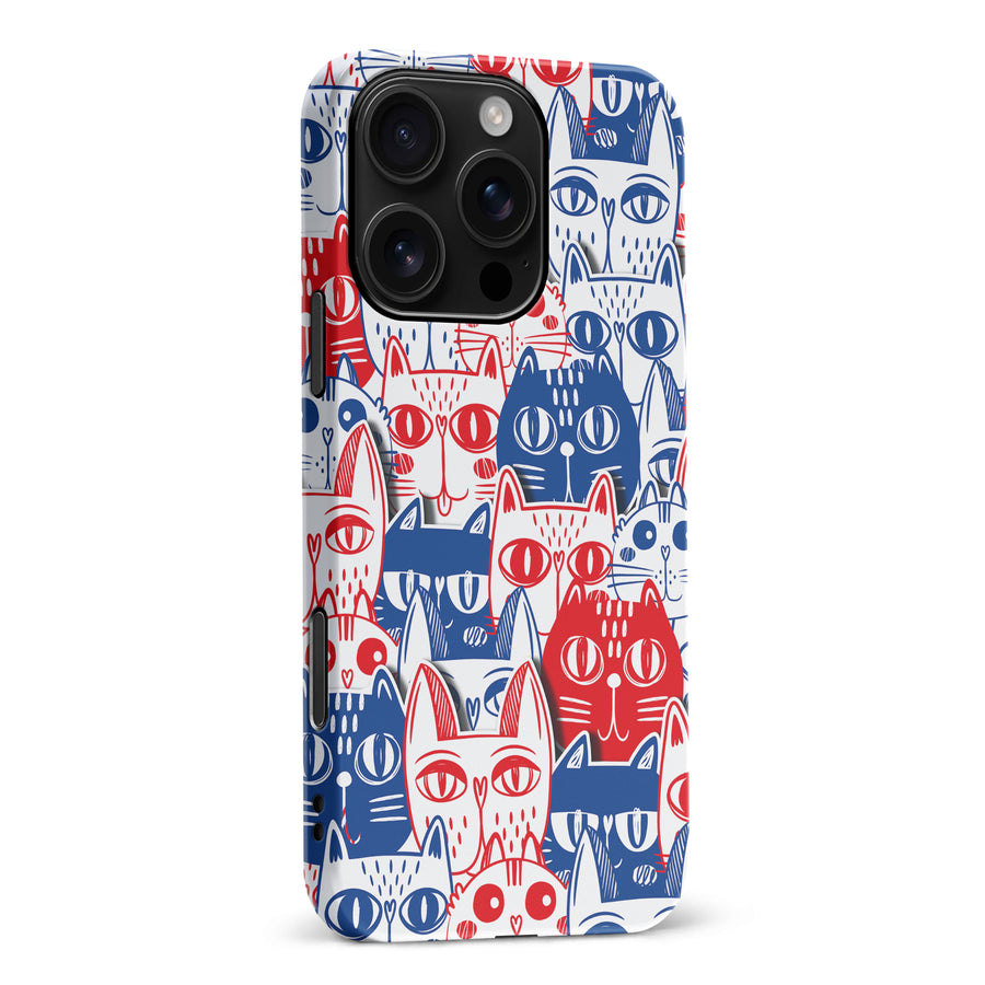 Red and Blue Abstract Cats Art Cat Phone Case