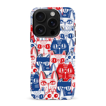 Red and Blue Abstract Cats Art Cat Phone Case