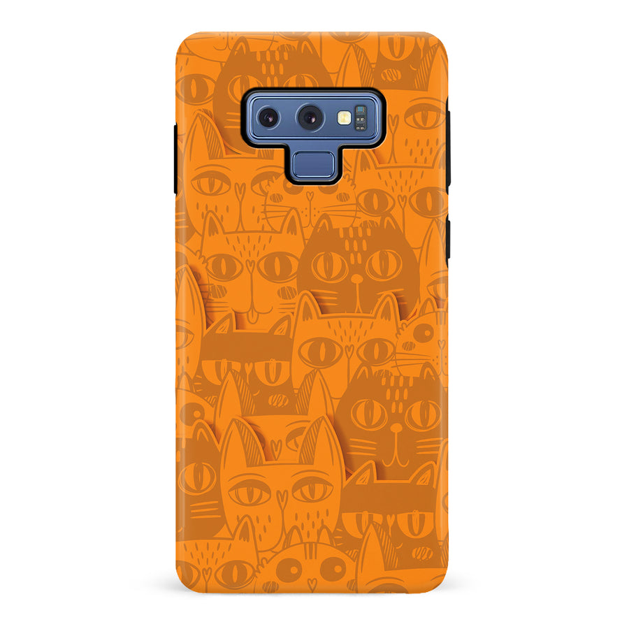 Samsung Galaxy Note 9 Abstract Cats Art Cat Phone Case - Orange