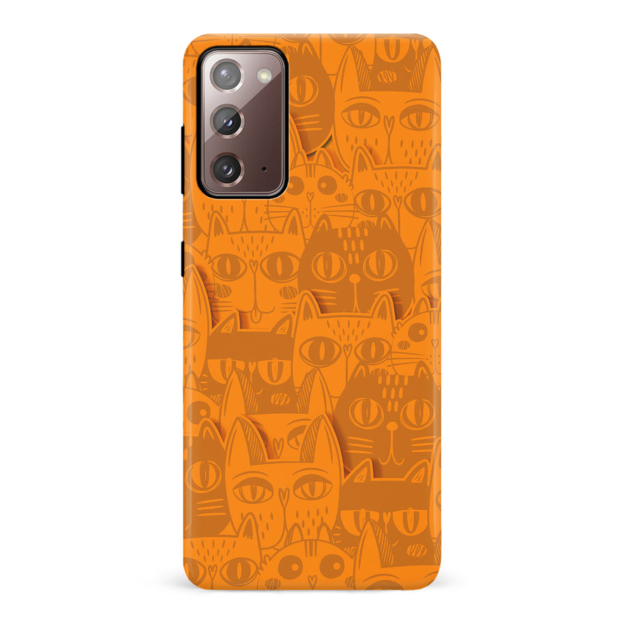 Samsung Galaxy Note 20 Abstract Cats Art Cat Phone Case - Orange