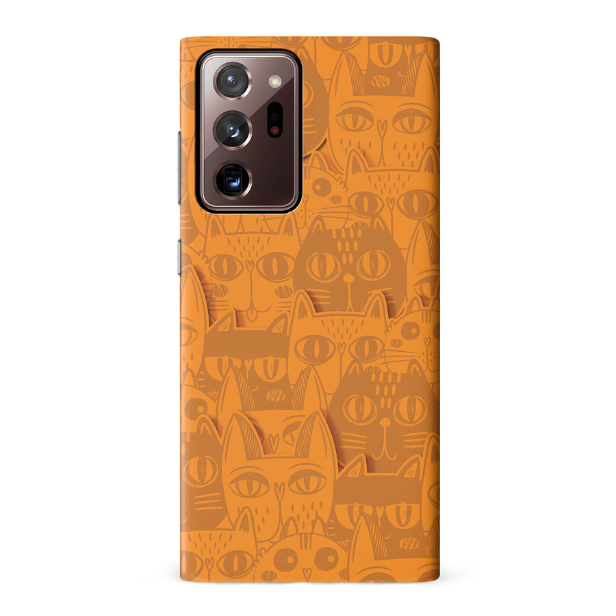 Samsung Galaxy Note 20 Ultra Abstract Cats Art Cat Phone Case - Orange