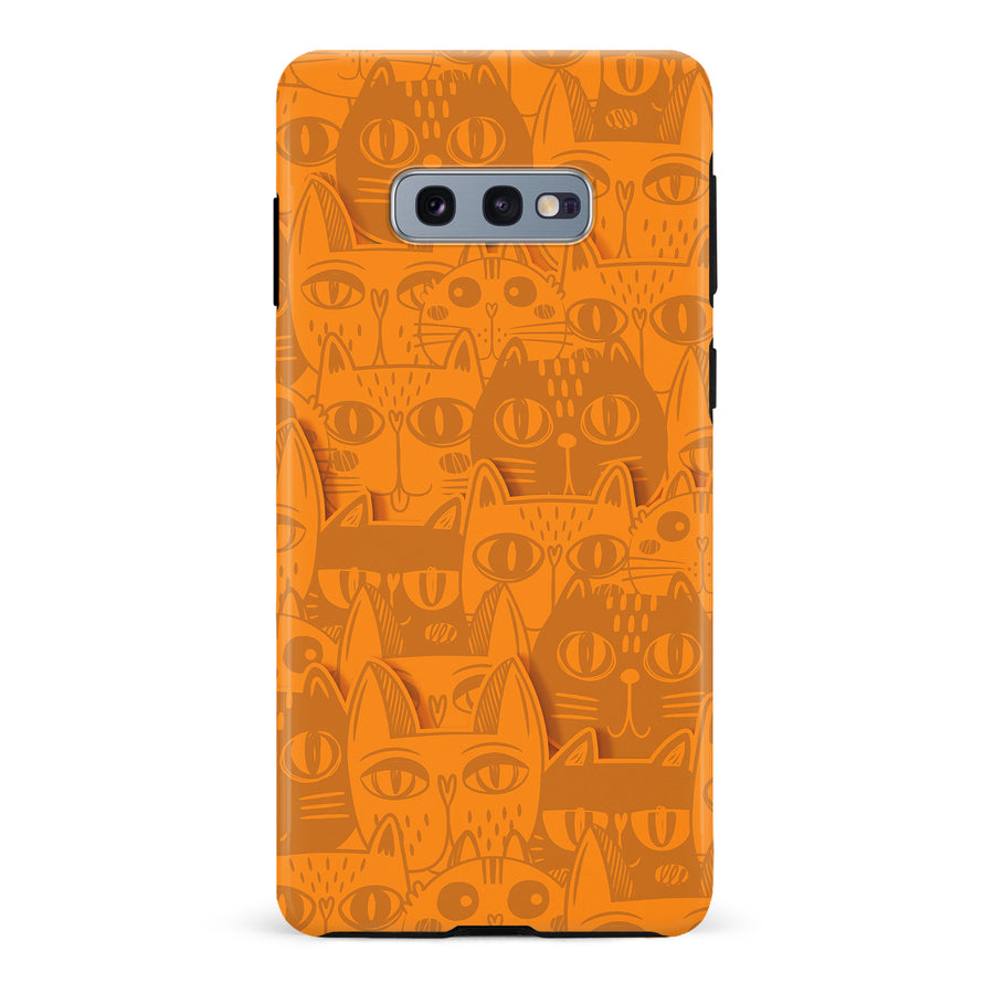 Samsung Galaxy S10e Abstract Cats Art Cat Phone Case - Orange