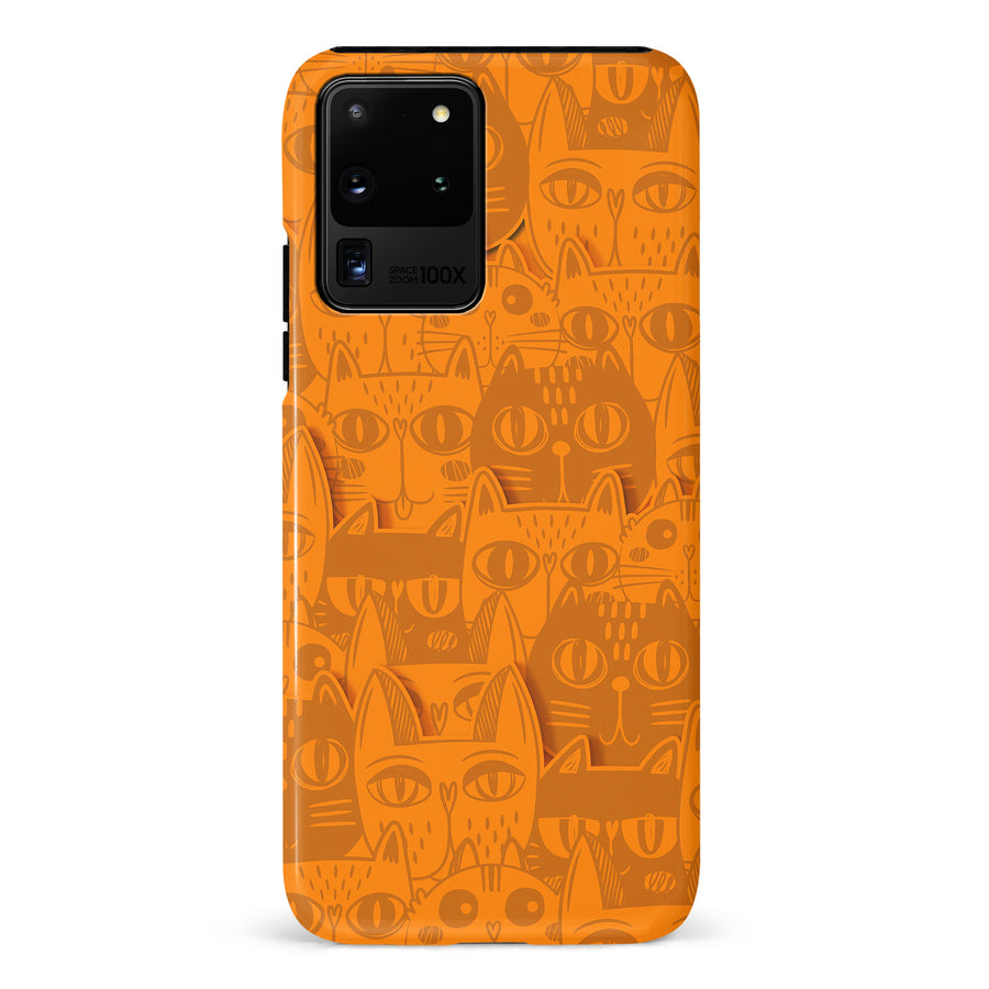 Samsung Galaxy S20 Ultra Abstract Cats Art Cat Phone Case - Orange