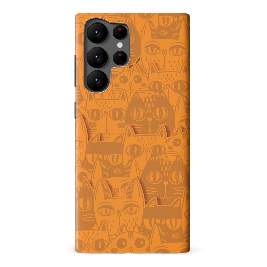 Samsung Galaxy S22 Ultra Abstract Cats Art Cat Phone Case - Orange