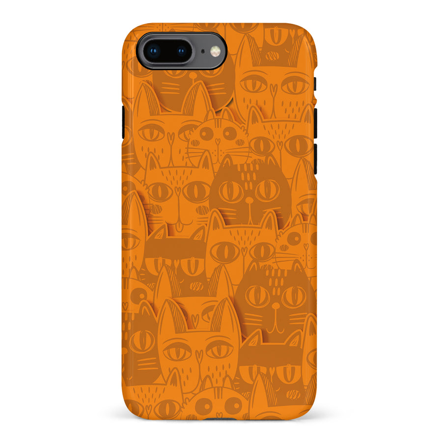 iPhone 8 Plus Abstract Cats Art Cat Phone Case - Orange